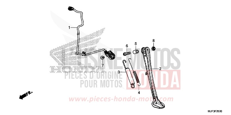 BEQUILLE LATERALE de Africa Twin CANDY PROMINENCE RED (R342) 2017